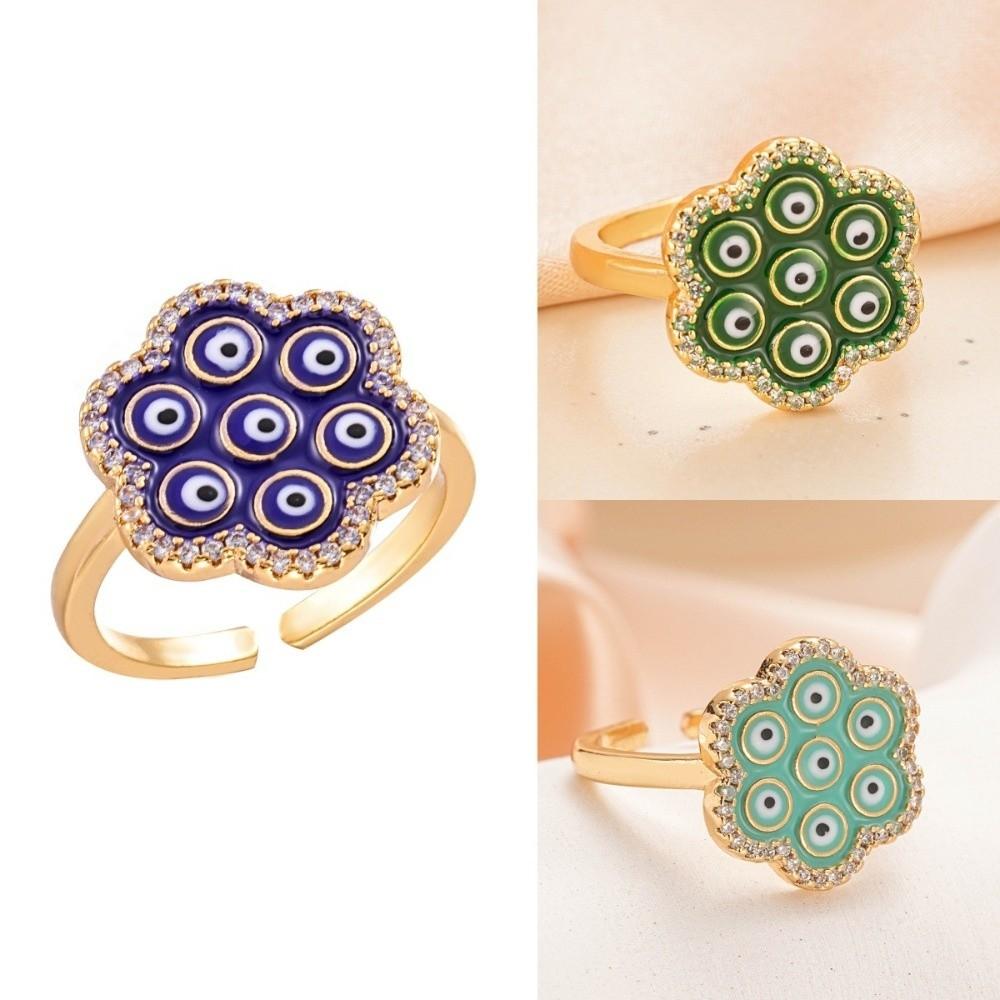 Zinc Zinc Alloy Copper Glaze Luxury Ring Pleated Devil's Eye Opening Finger Ring  Party Favors