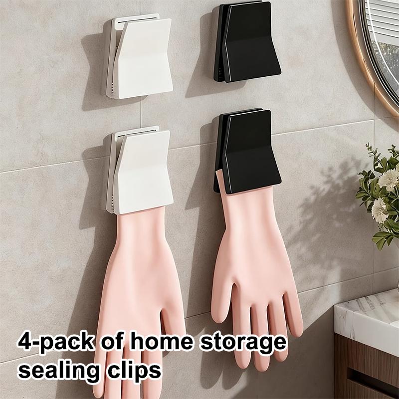 Kitchen Sealing Clips Wall Mounted Toothpaste Holder 4pcs Set No Drill Home Bathroom Essentials Organizer