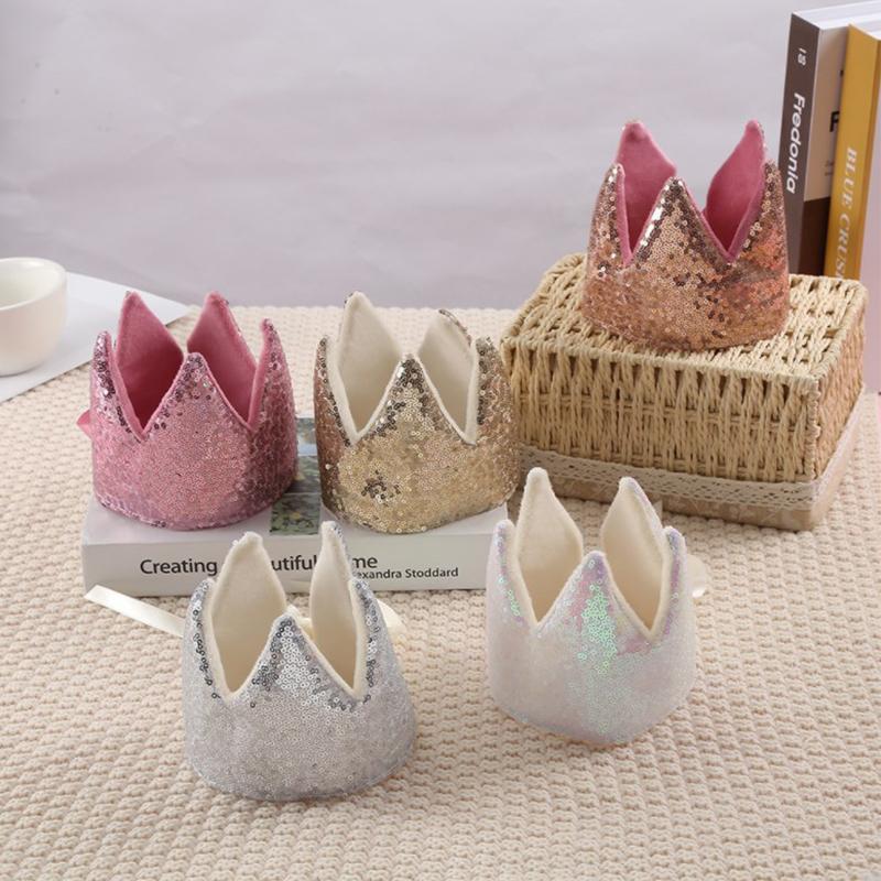 Ins Baby Shower Girl Glitter Pink Crown Boy Birthday Party Headwear Stage Performance Headband Star Fairy Stick