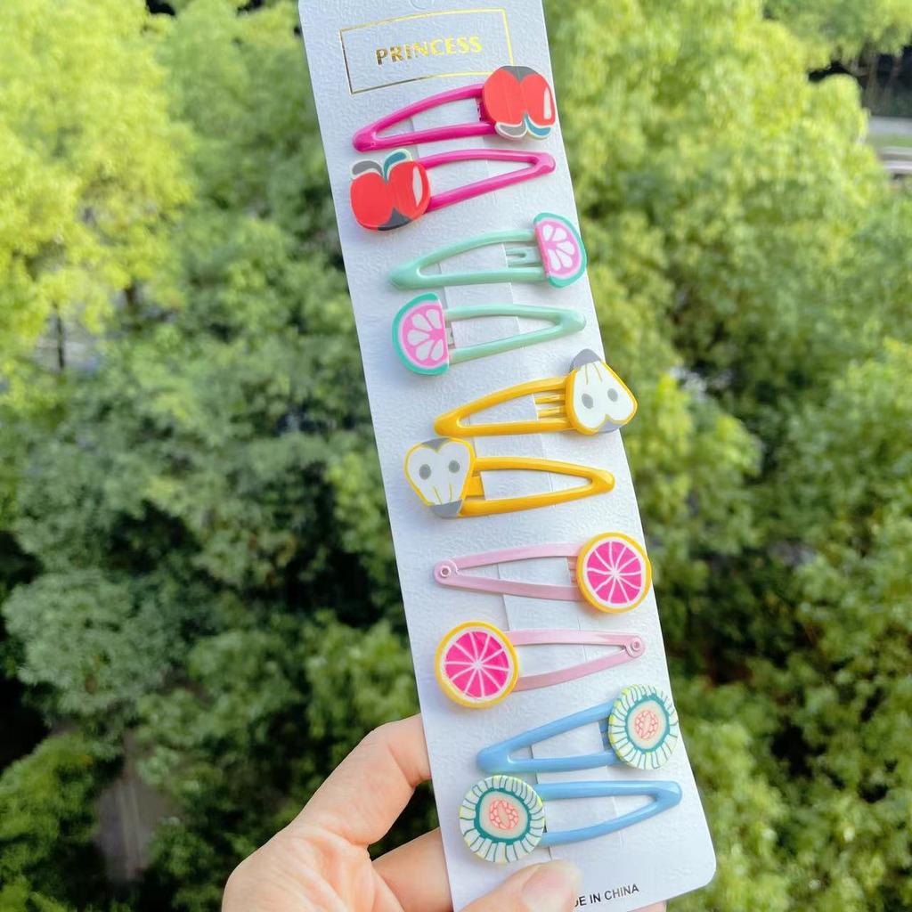 PL 2021 Cute 10 Pcs/set Cartoon Hair Clips for Baby Girl Hairclip Flower Fruit Hair Pins Kids Hair Accessories Gift