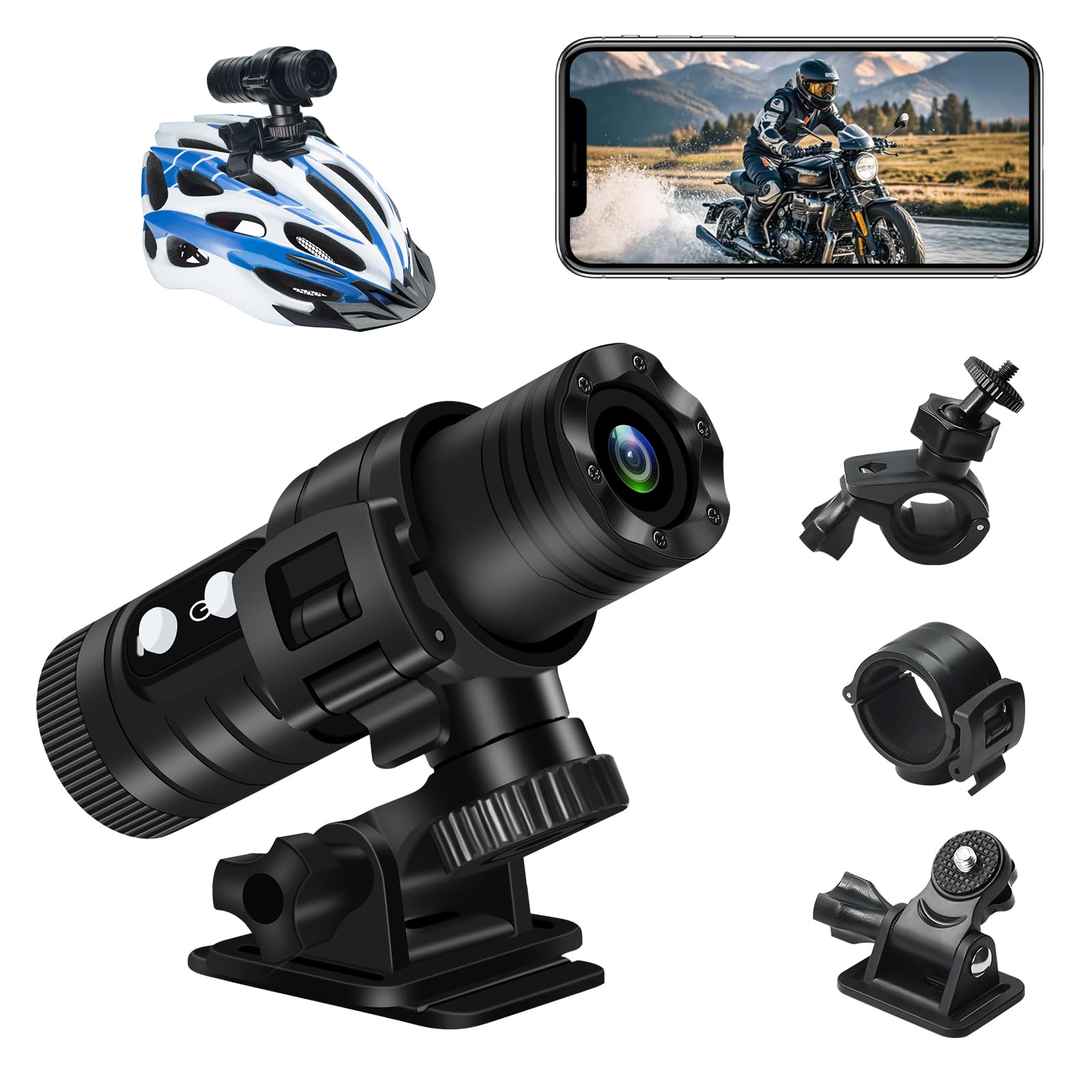 

ZTCUIK Motorcycle Dash Bike Camera with 1080P Image Wide IP66 256GB Overwrite Bicycle Dash Helmet Motorcycle Dash Action Design Durable Portable for