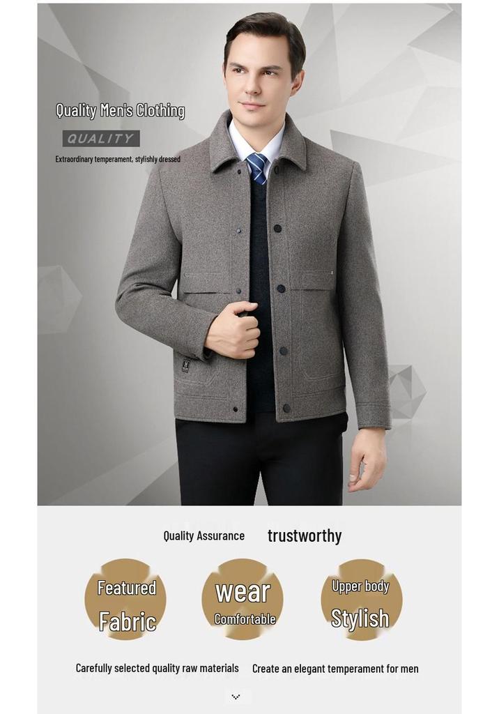 Men's 2025 Thickened Wool Business Casual Jacket with Detachable Down Liner