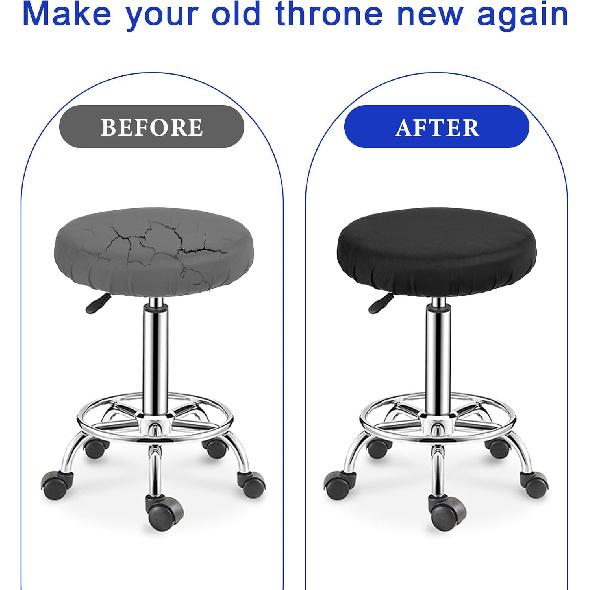 2 Pcs Bar Stool Covers Black Round High Elastic Bar Stool Covers Soft Stool Cushion Washable Slipcovers Fit for Dia 11-14 in Bar Round Chair for Home