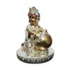 Makhan Krishna Idol Silver with Gold Antique Detailing, Ideal for Home Decor, Mandir, Puja Room | Makhan Chord | Laddu Gopal (4x3)