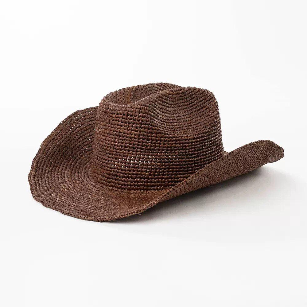 Ladies Luxury Bags Csw003 Women's Hand-Crocheted Natural Raffia Straw Cowboy Hat For Men Summer Wide Brim Beach Sun Hat Outdoor Breathable Beach Caps 56-58Cm
