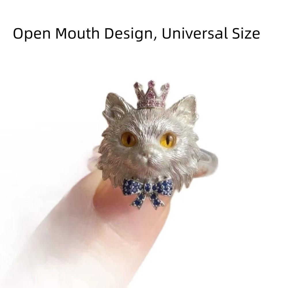 3D Katzenkopf Ring Übertriebener Katzenring Niedlicher Tierring Geschenk