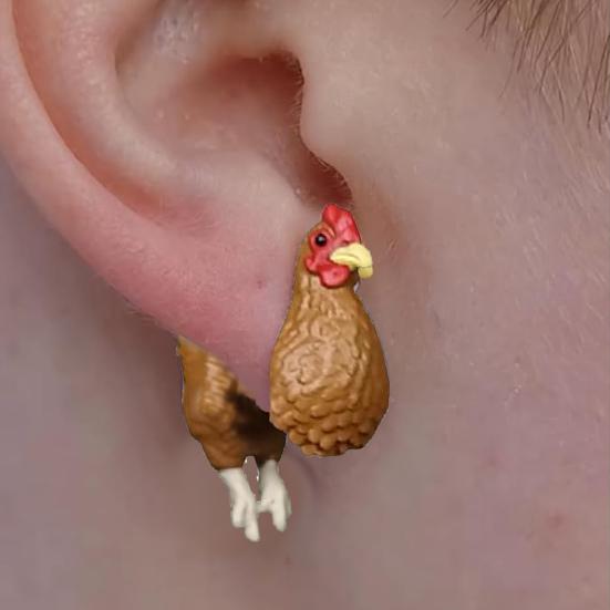 Chicken Stud Earrings Handmade Farm Animal Jewelry Farmhouse Style Chicken Earrings Gifts for Chicken Lovers
