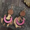 Vintage Bohemian Multi Layer Leopard Print Hollowed Out Leather Earrings for Women Daily Accessory Gifts