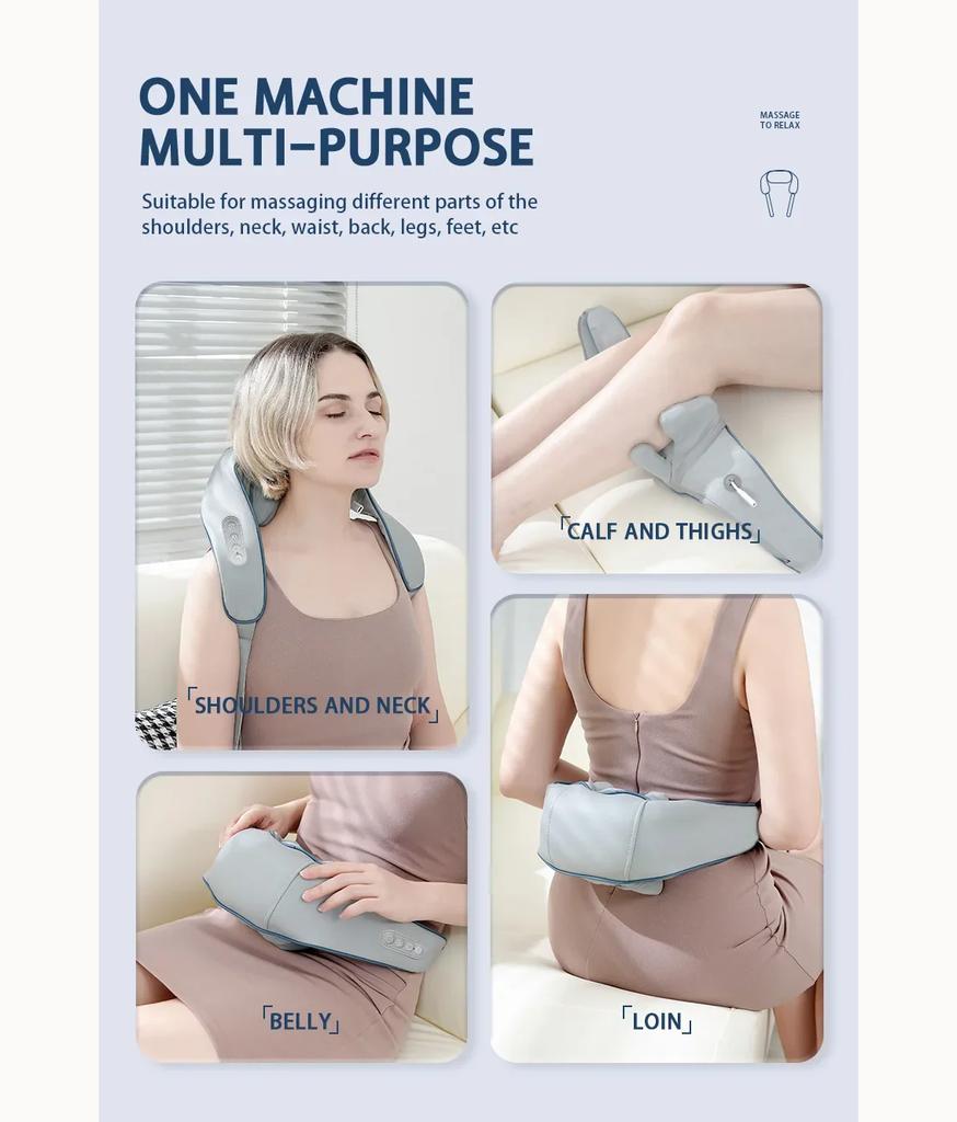 Portable Mini Relaxer Dredge Kneading Smart Electric Wrap Heated Trapezius Muscle Neck Multifunctional Shiatsu Massage Shawl
