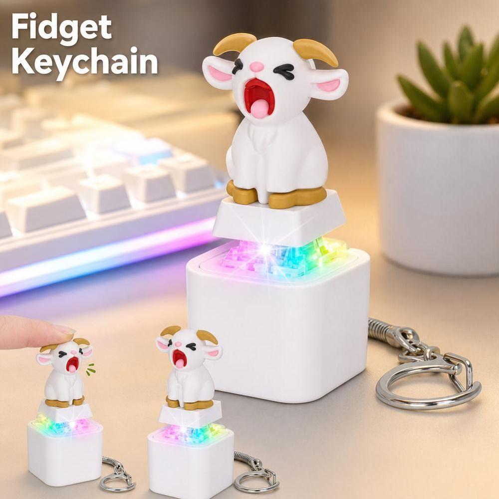 LED Glowing Screaming Goat Keychain Mechanical Click Fidget Button Toy Keyboard Lovers