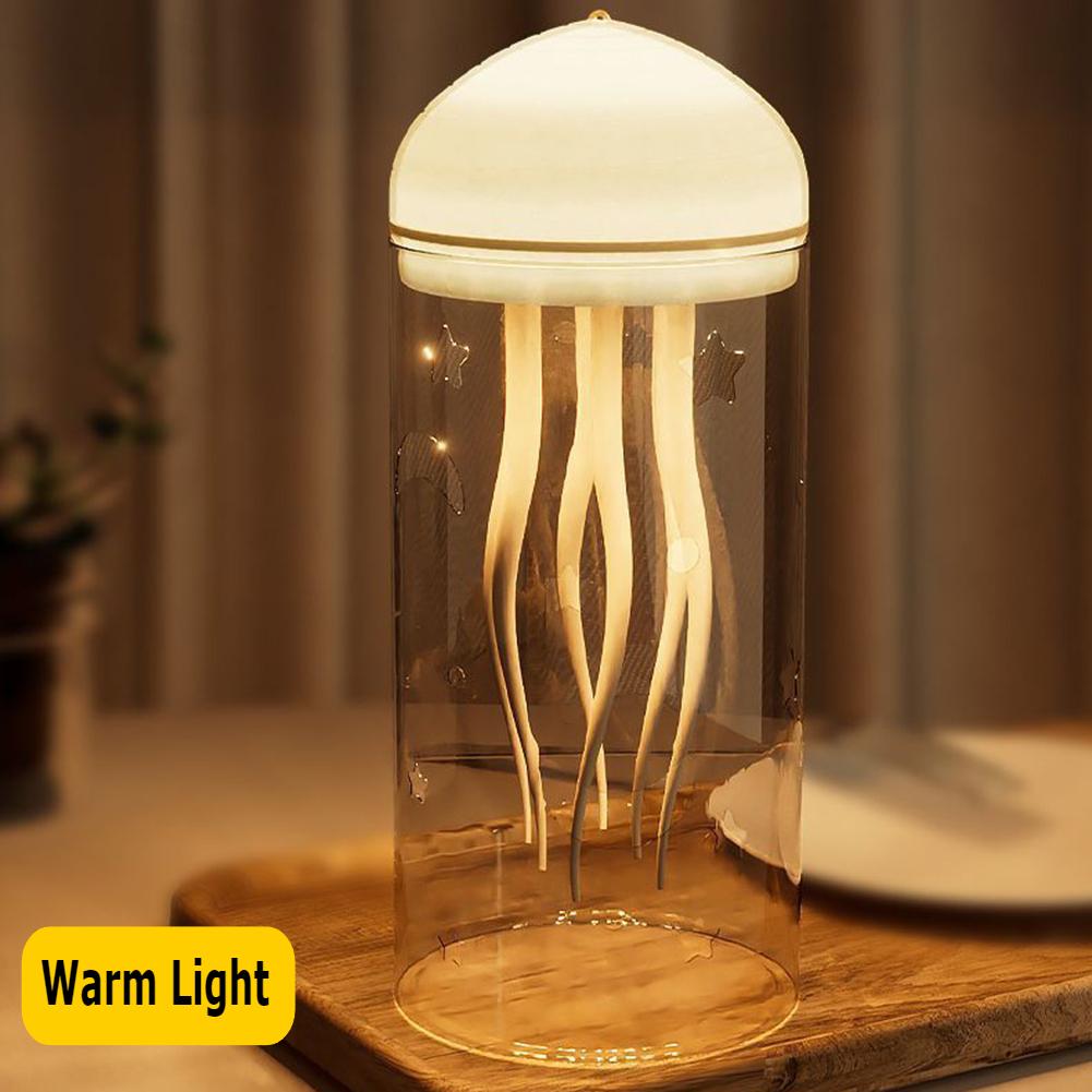 3D Jellyfish Night Light Creative Voice Control Light Flexible Tentacles Type-C Charging Bedside Lamp for Holiday Children Gift