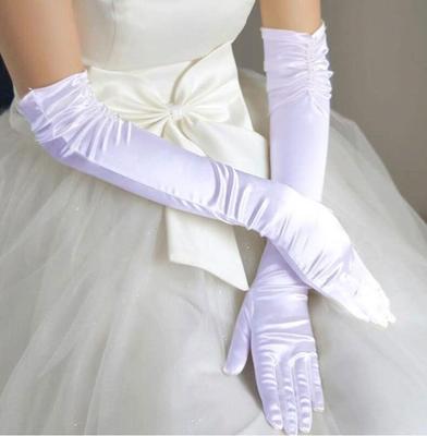 Heißer Verkauf Lange Brauthandschuhe Weiß Elfenbein Schwarz Kleine Bestickte Flache Platte Mit Finger Guantes Hochzeit Zubehör