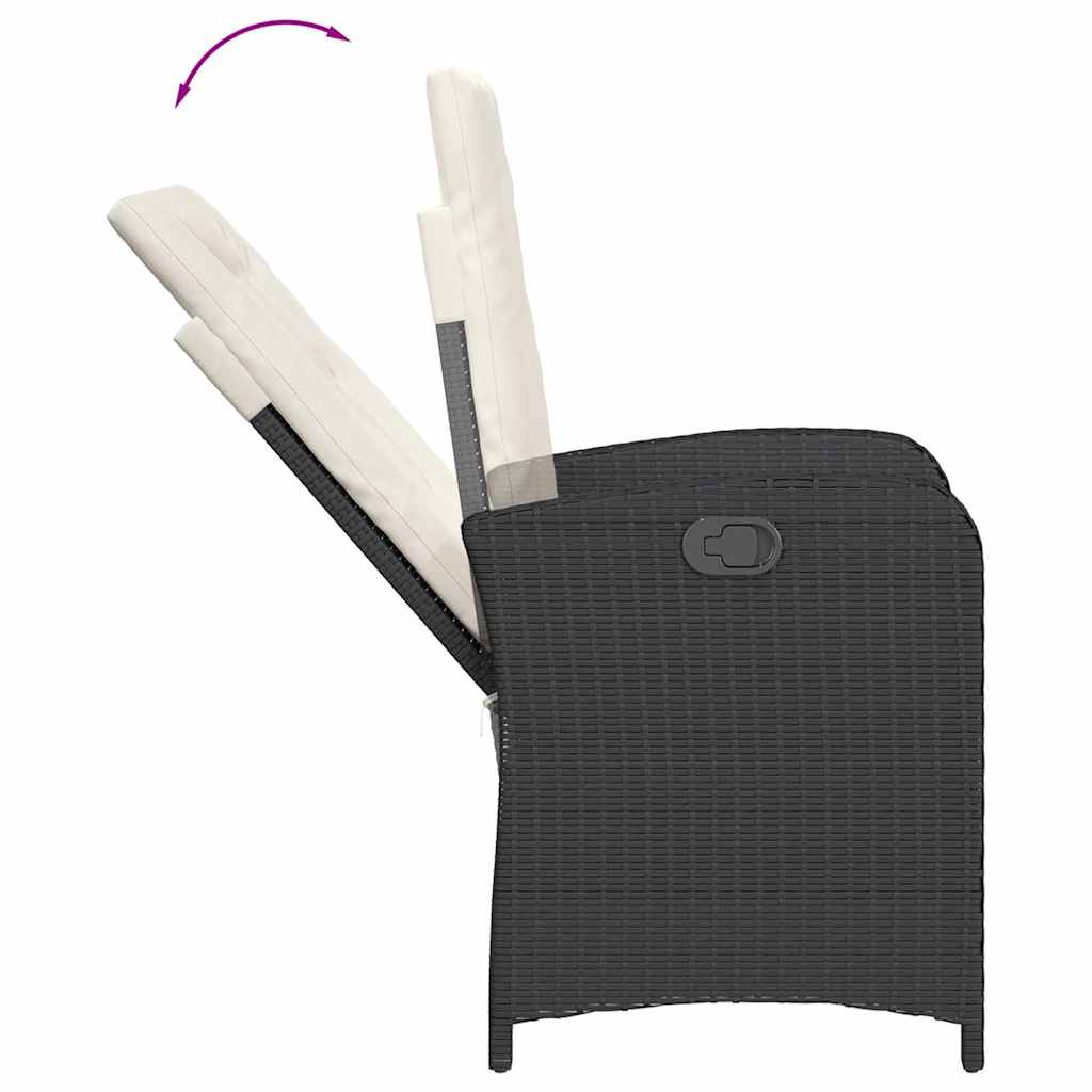 Vidaxl 5-Cz. Gartenmöbel-Set mit Kissen, Schwarz, Polyrattan