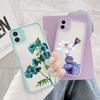 Purple Flower Phone Case for iphone 12 11 13 14 15 16 Pro Max X XS MAX XR for iphone 7 8 Plus SE 2020 Shockproof Mint Blue Cover