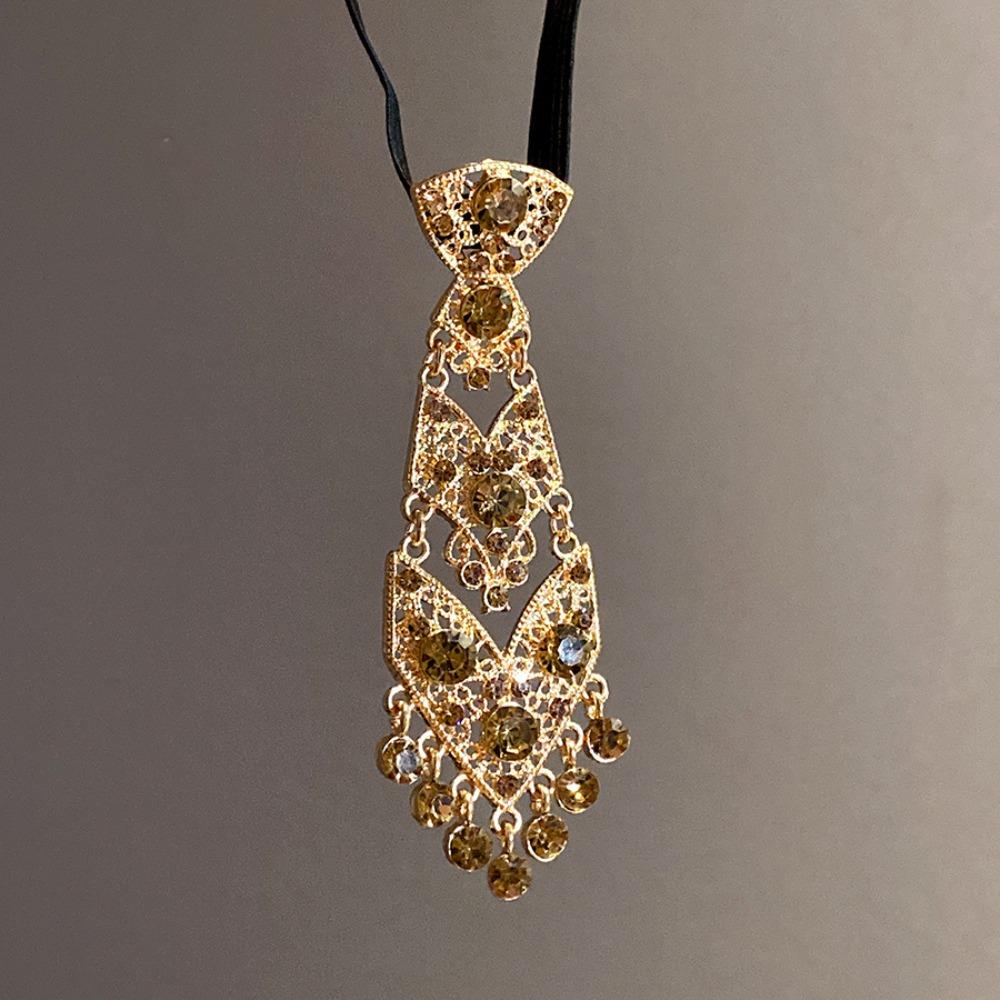 

Adjustable Rhinestone Necktie Luxury Tassel Formal Business Ties Gentleman Style Suit Accessories Crystal Necktie Wedding