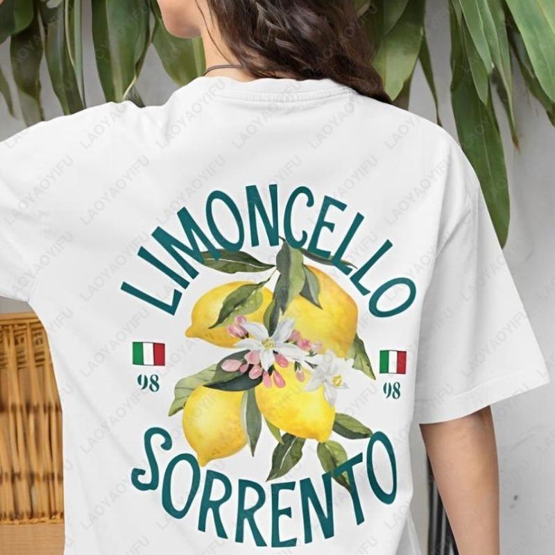 Limoncello T-Shirt Mann Frau Unisex Trendig Minimalistisch Strandurlaub Kleidung Italien Dolce Vita Print Bio-Baumwolle Weißes T-Shirt Tops
