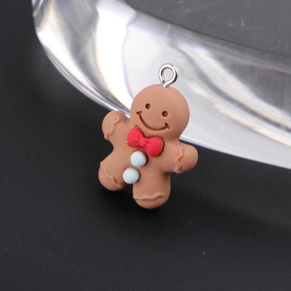 5pcs Christmas Gingerbread Man Biscuits Charms Resin Cookie Xmas Pendant Earrings Bracelet Diy Jewelry Making Supplies Material
