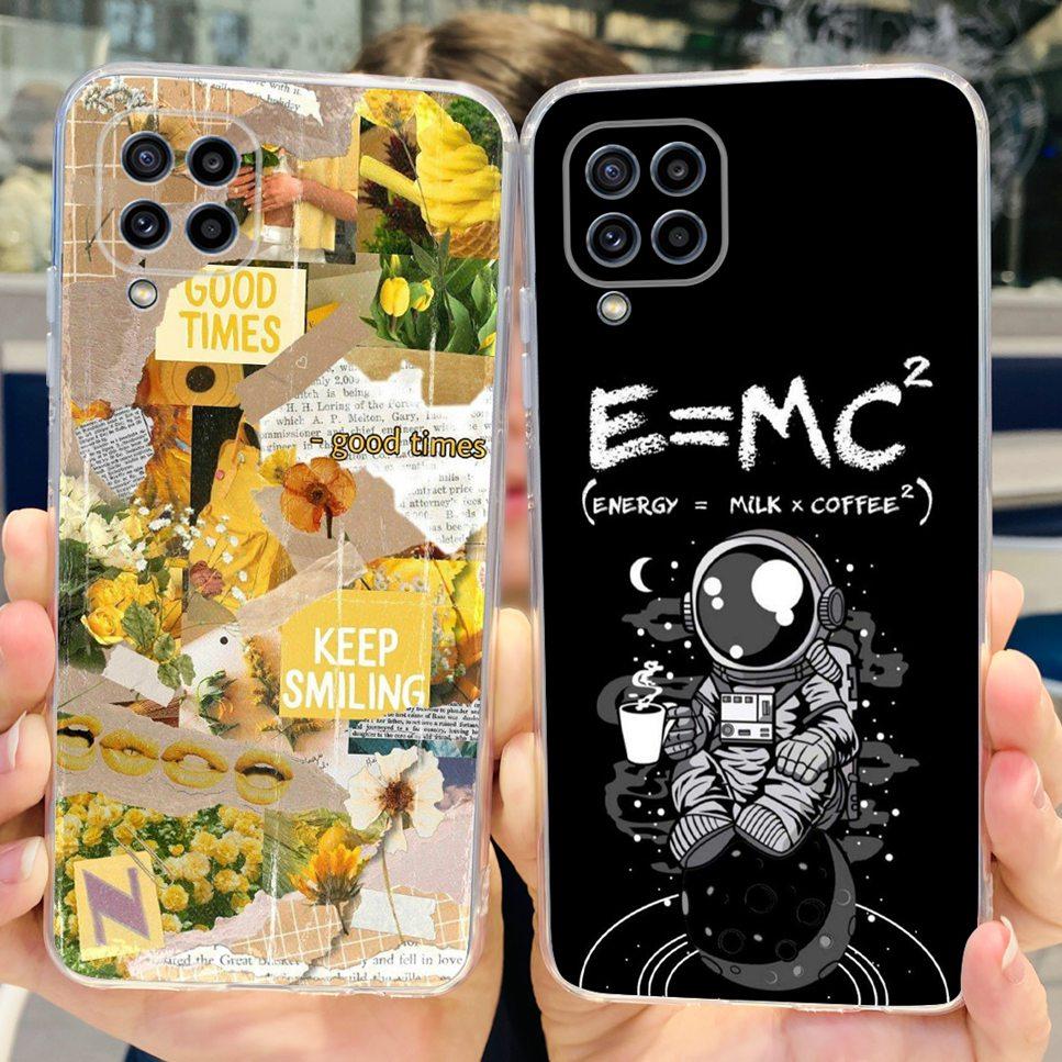 For Samsung Galaxy M32 4G Case New Floral Print TPU Soft Silicon Cover For Samsung M32 M 32 SM-M325FV Cute Cat Phone Case Fundas