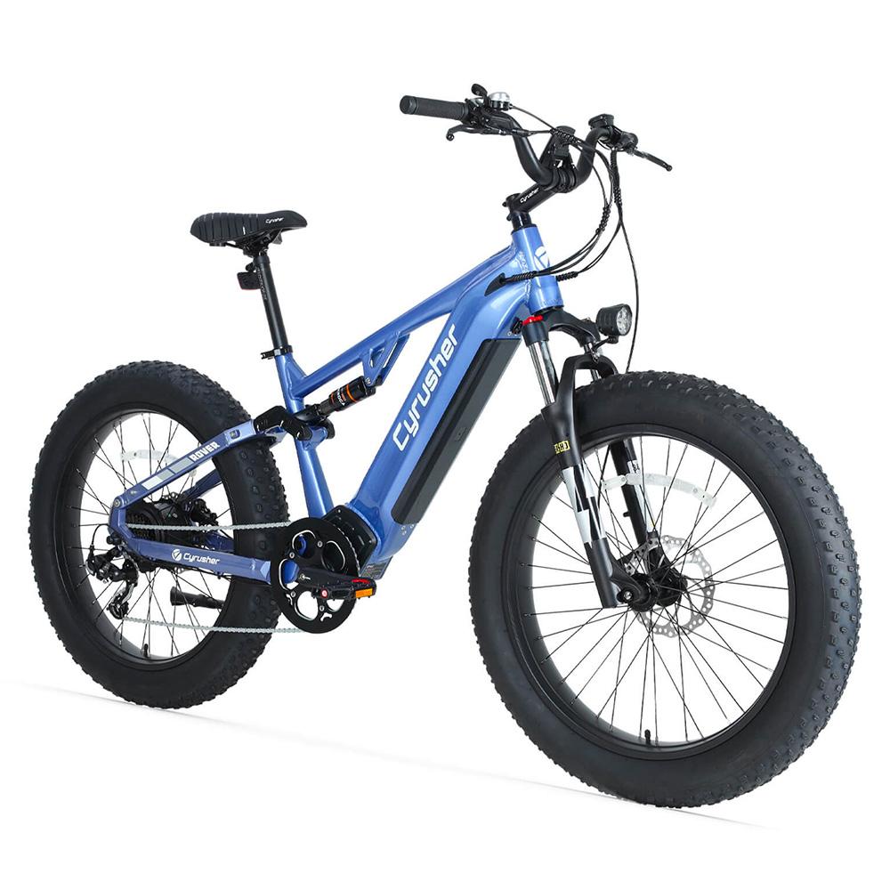 Cyrusher Rover Full-Suspension eBike, 52V 15.6Ah Batterij blauw