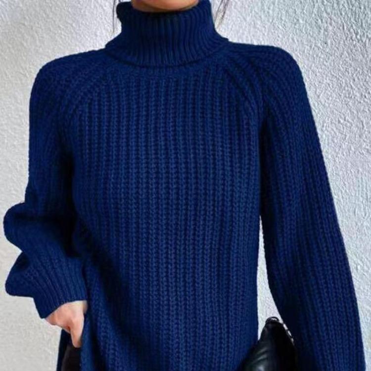 Women's Knitted Shirt High Collar Long Sleeve Soft and Comfortable Medium Long Shoulder Insert Stylish Wear Autumn Winter New