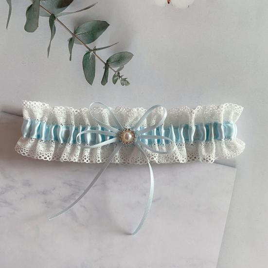 Lace Wedding Garter Faux Pearls Bowknot Floral Lace Garter Stretch Leg Garter Belt Bride Accessories for Women