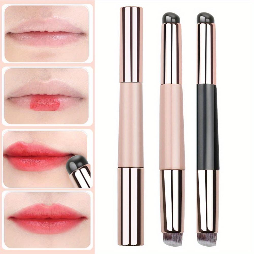 Silicone Lip Brush Portable Concealer Foundation Brush Double Head Smudge 2-in-1 Soft with Cap Round Head Makeup Brush