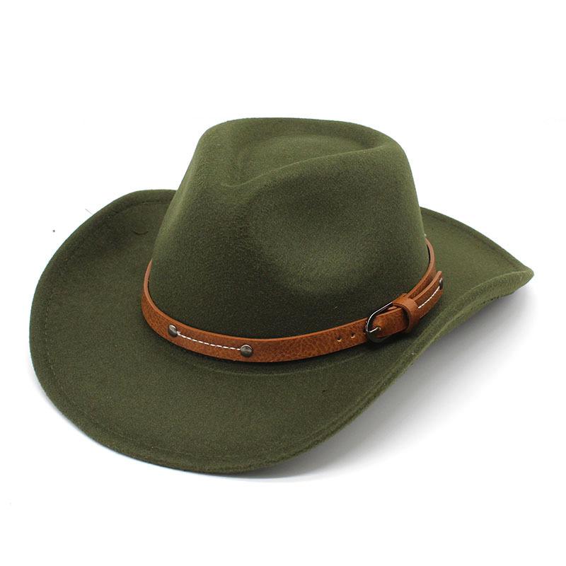 Western Cowboy Hat Dance Performance Jazz Hat Belt Accessories Felt Hat Couple Hat