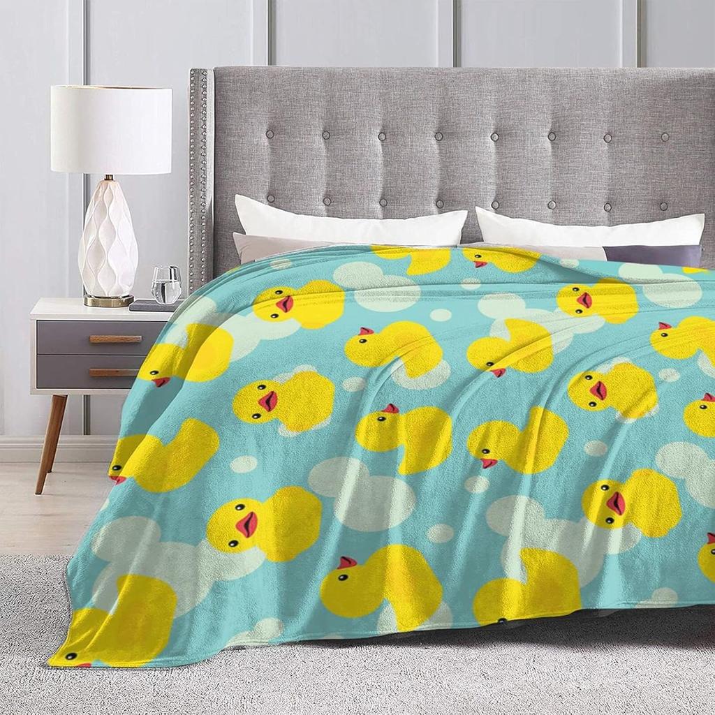 Yellow Cartoon Duck Flannel Fleece Throw Blankets for Bed Sofa Living Room Soft Blanket Warm Throw Blanke