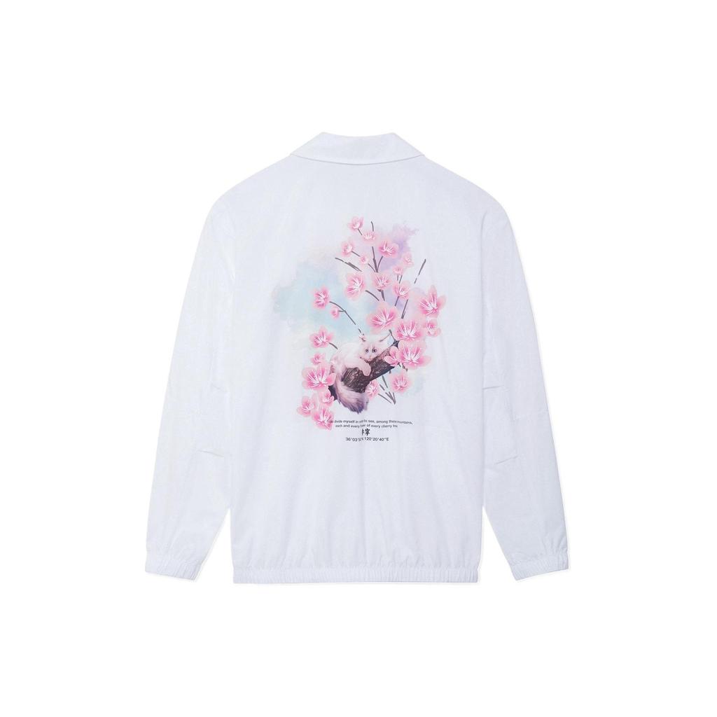 Li-Ning Sakura Series Botanical Floral Print Loose Casual Sun-Protective Jacket Unisex Jacket White AFDS943-3