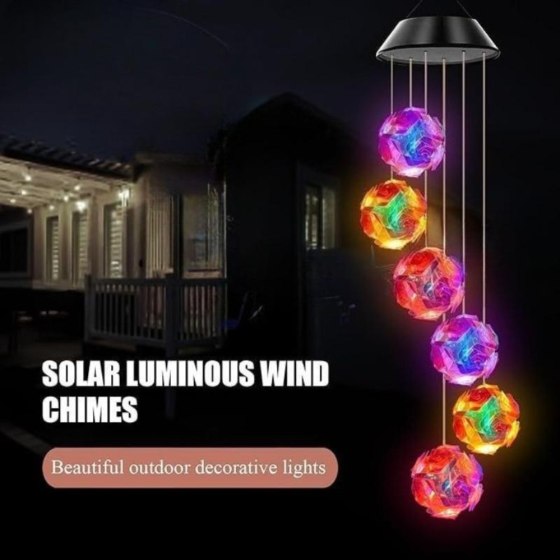 Solar Powered Wind Chime Lights Colorful Ambient Hanging Lights Whirlwind Balls Wind Chimes Courtyard Gardens Party Decorations
