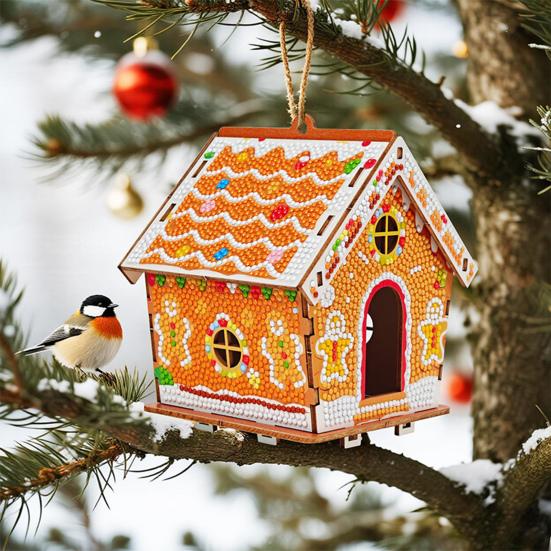 Julgransdekoration Pepparkakshus Trä DIY Pusselset Familjehelg Träd Prydnad Heminredning