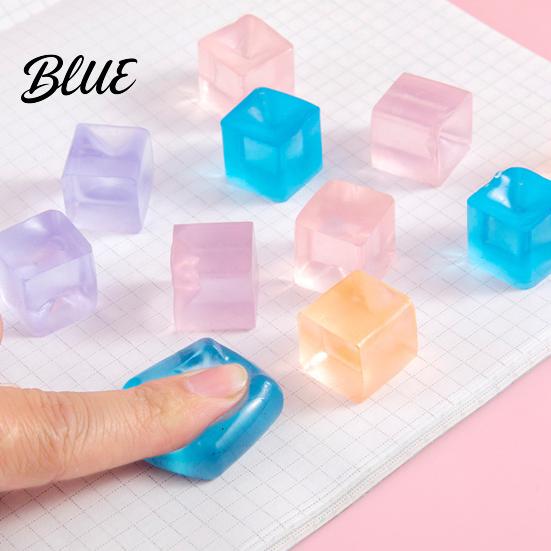 Office Stress Relief Transparent Squeeze Toy Square Ice Cube/Cat Paw Ball Tranquility Desk Accessory Sensory Small Fidget for Adults Realistic Cube