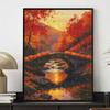 Halloween diamond painting kit handmade diy painting home decoration painting autumn landscape pumpkins on stone bridge sunset scene
