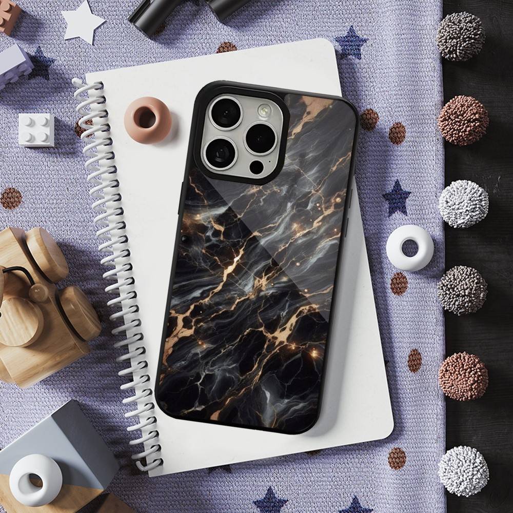 Black Gold Art Marble For iPhone 15,Mini,13,Max,11,12,Pro,16,17,14,Plus,For Magsafe,Magnetic Wireless Charging Case