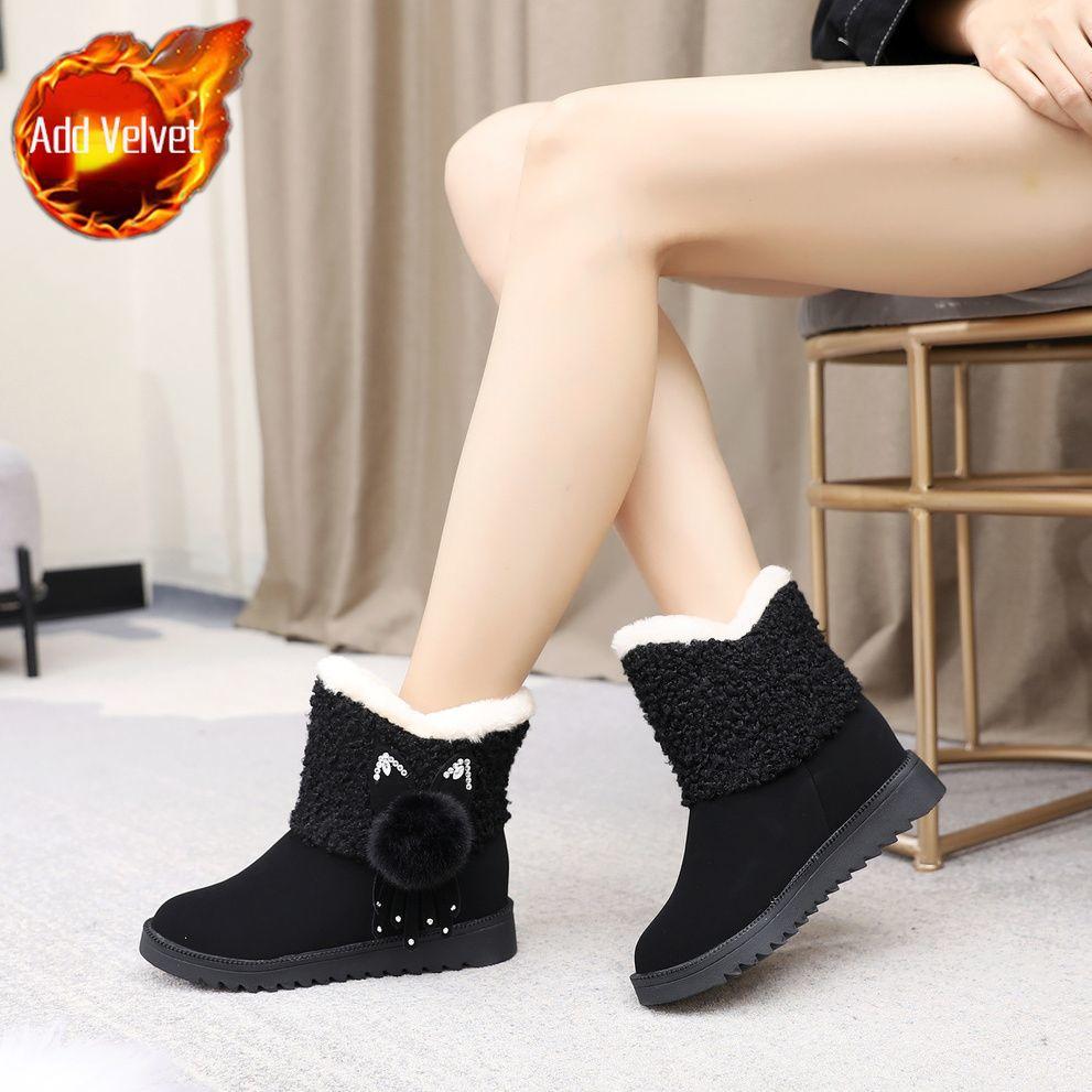 

Fashion Winter Chunky Ladies Shoes Round Toe Waterproof Women s Snow Boots Fashion 2025 Plush Booties Designer Luxury Hot Sale Footwear 35