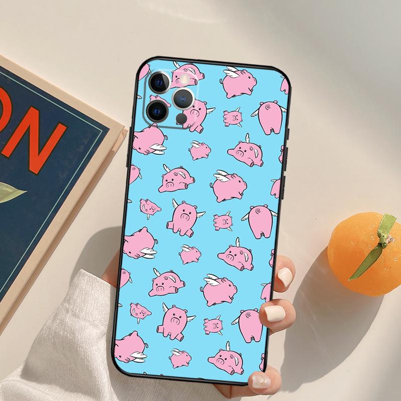 Cartoon Pig Funda Case For iPhone 16 Pro Max 15 14 11 12 13 Pro Max Mini XR 16e 16 15 Plus Phone Cover