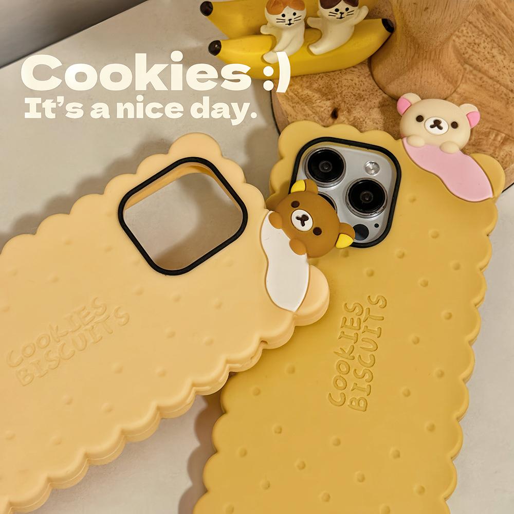 Sandwich Rilakkuma Bear Biscuit Soft Silicone Cover Case For iPhone 16 15 14 13 12 11 Pro 7 8 Plus X XS Max XR