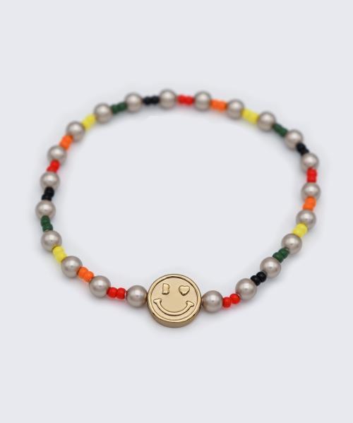 Bonbeau Heart Smile Swarovski Pearl Mix Bracelet Kitsch Smile Charm Swarovski Pearl Bead Mix Bracelet