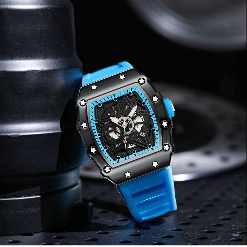 High-Value Fashion Quartz Watch Trendy Luminous Five-Pointed Star Barrel-Shaped Men'S Watch