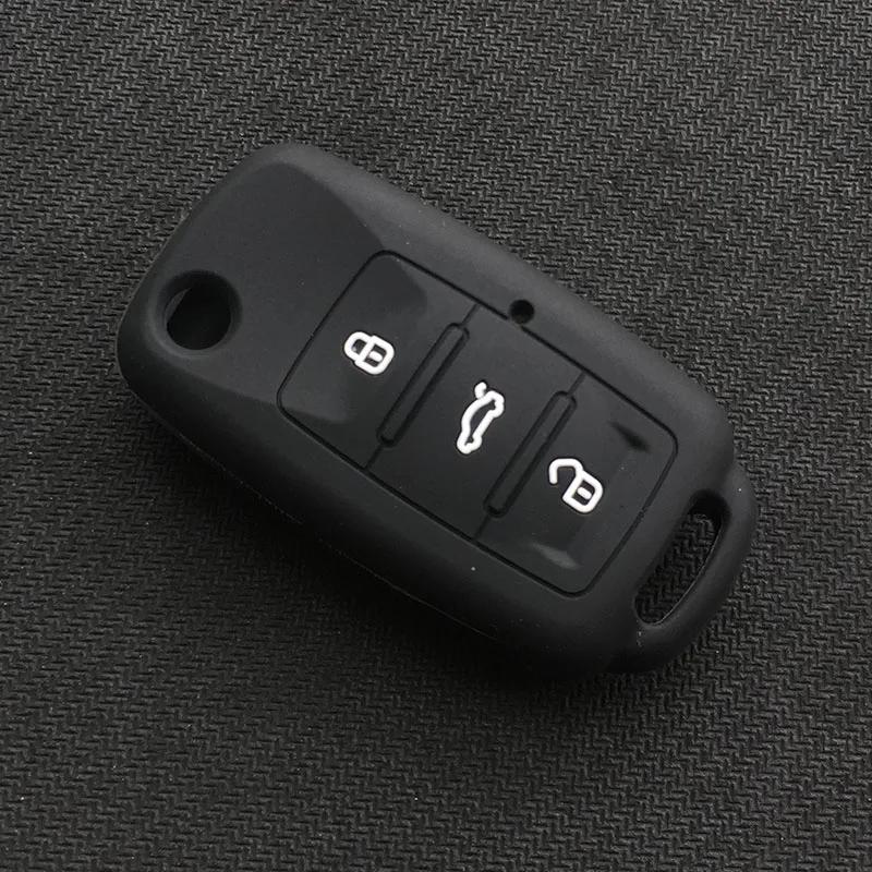 Silicone Car Key Case Cover for VW Volkswagen Passat B5 Polo T4 Golf 4 for Seat Leon 1 Altea Ateca for Skoda Octavia A5 Keychain