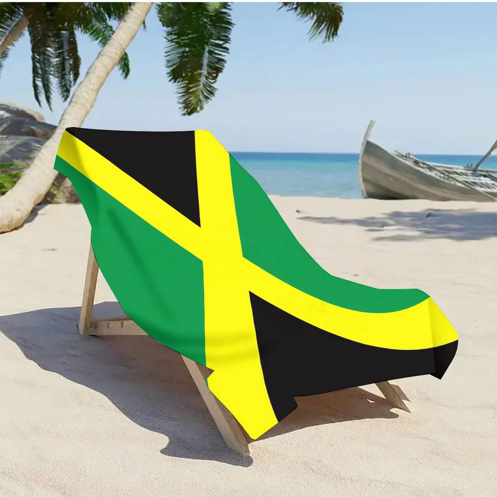 1pz Asciugamano da Spiaggia Stile Reggae Bandiera Giamaicana Assorbente Anti-Sabbia Coperta da Viaggio per le Vacanze