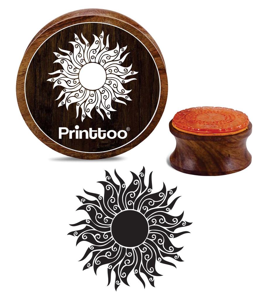 Printtoo Round Floral Mandala Pattern Scrap-booking Wooden Rubber Stamp Card Making Stamps-2