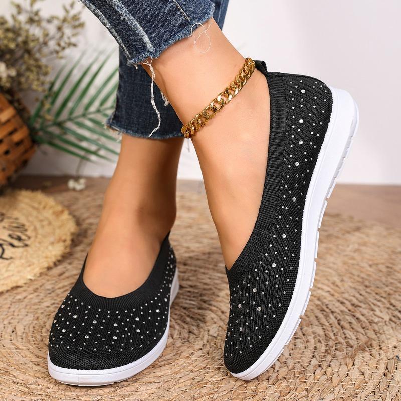 

Fashion Women s Shoes 2025 Hot Sale Shallow Women s Vulcanize Shoes Fashion Crystal Mesh Light Comfortable Best Seller Flat Low Heels 41