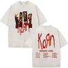 Korn Europe Tour  Vintage Washed T Shirt Fan Gifts Metal Gothic Rock Band Tshirts Mens Clothing Casual Short Sleeve Tshirt