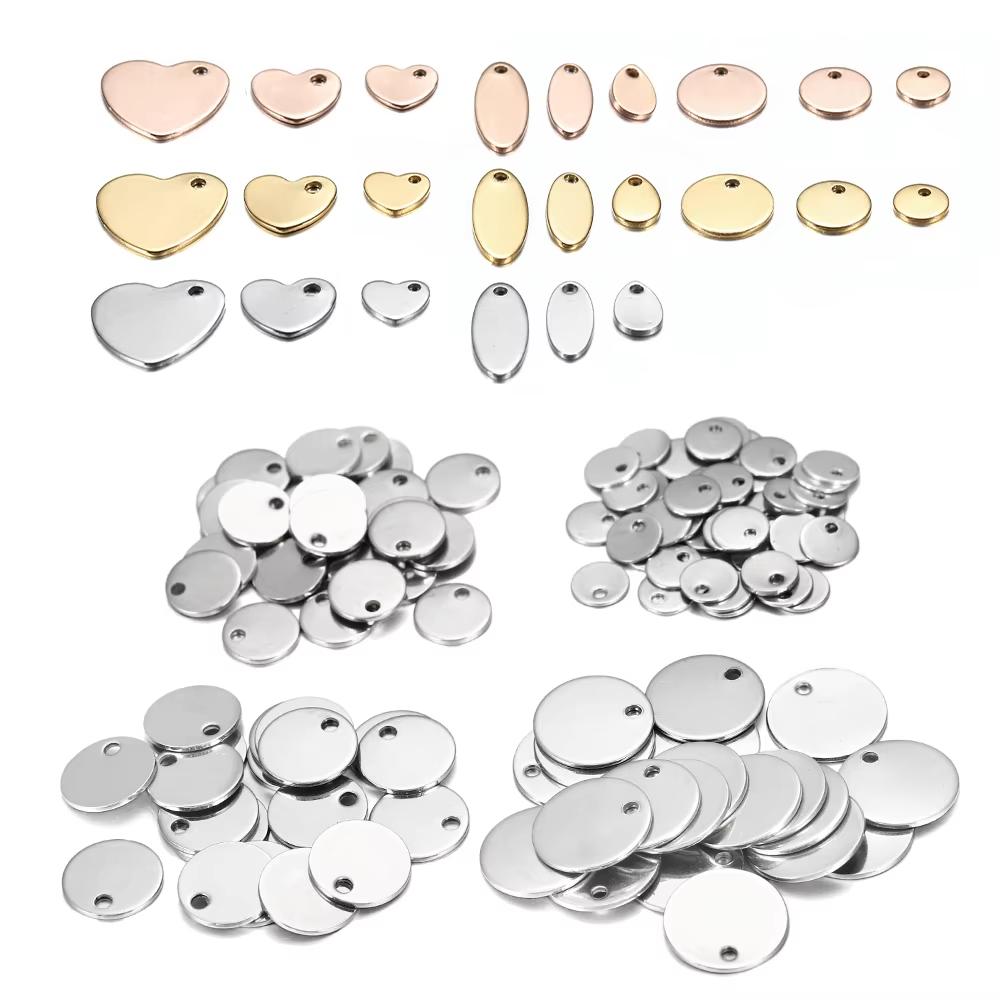 10-50 Stuks Gouden Roestvrij Staal Gepersonaliseerde Hondenhanger Hartvormig Ovaal Leeg Bedel Hanger Bedels Voor Doe-het-zelf Sieraden Maken Benodigdheden