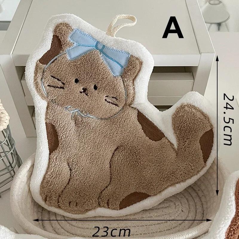 

Soft and Cute Cat Hand Towel, Quick Drying Quick Drying Hanging Cute Cartoon Towel, Household Kitchen and Bathroom Hand Towel