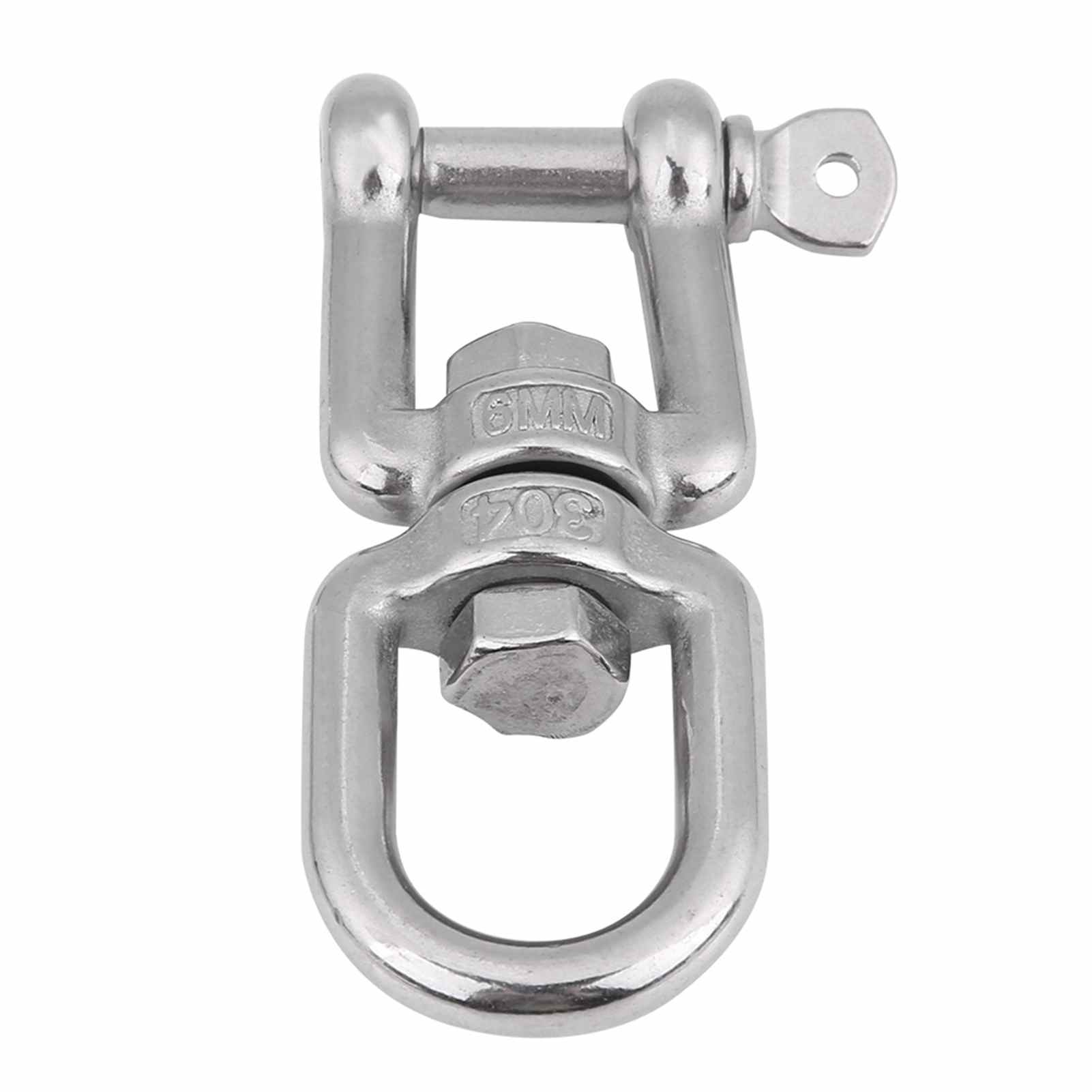 2PCS Jaw Swivel Shackle 6mm 304 Stainless Steel Removable Pin Swivel Clevis Double Shackle