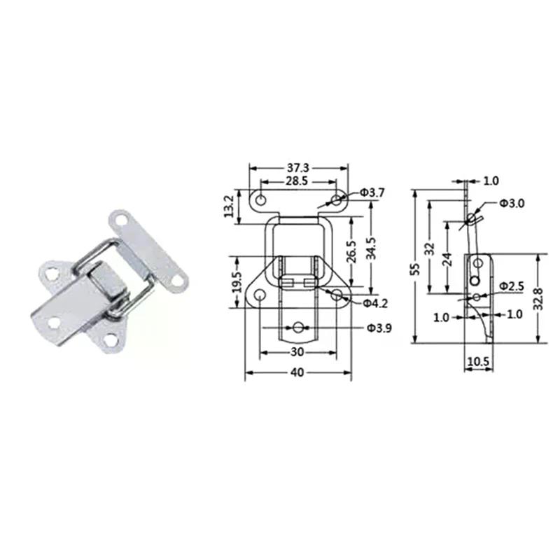 Stainless Steel 304 Toolbox Locking Latch Hasps Metal Toggle Catch Clasp Box Loaded Hinges Furniture Hardware Accessories