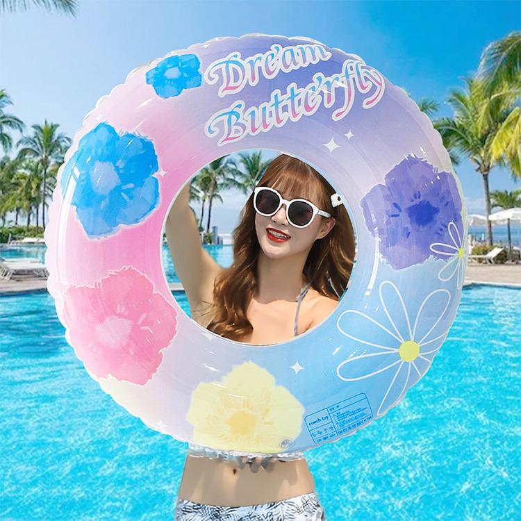 Sequin Mermaid Inflatable Swim Ring for Adults and Kids - Durable PVC Pool Float