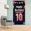 10th Birthday Door Cover Decoration 71 x 35 Inch Colorful Balloons and Lights Banner for Kids Happy Tenth Birthday Party Supplies Photo Backdrop Wall